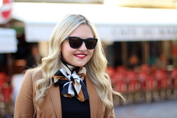 scarf bow tie around neck