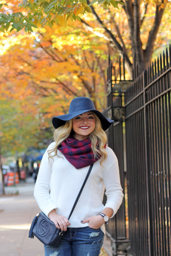 navy hat plaid scarf gucci disco