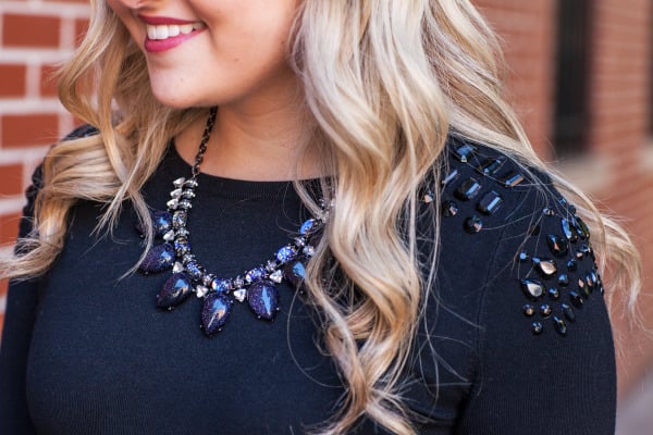 capwell + co necklace, jeweled express sweater