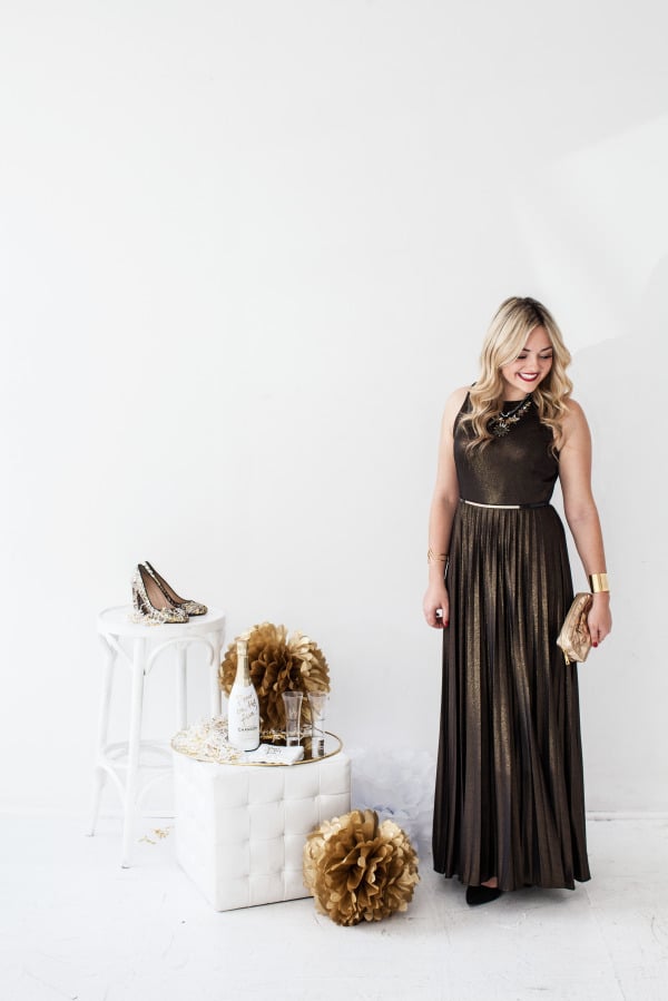 gold maxi dress