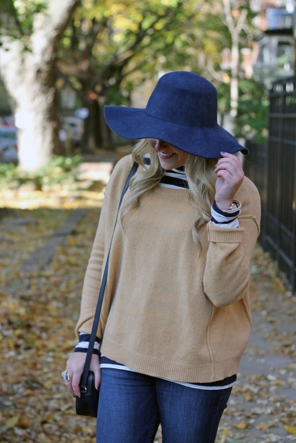 navy floppy hat outfit