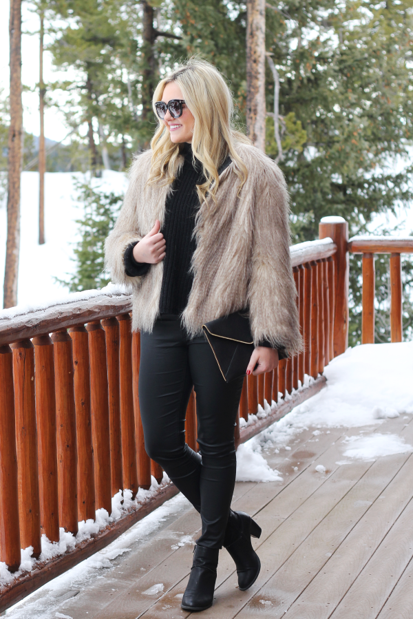 faux fur coat outfit