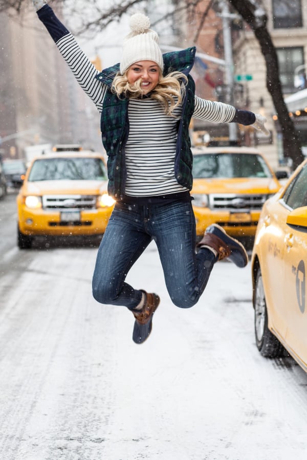nyc jumping in the snow picture