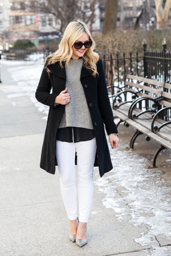 how to wear white jeans in the winter blogger outfit new york city