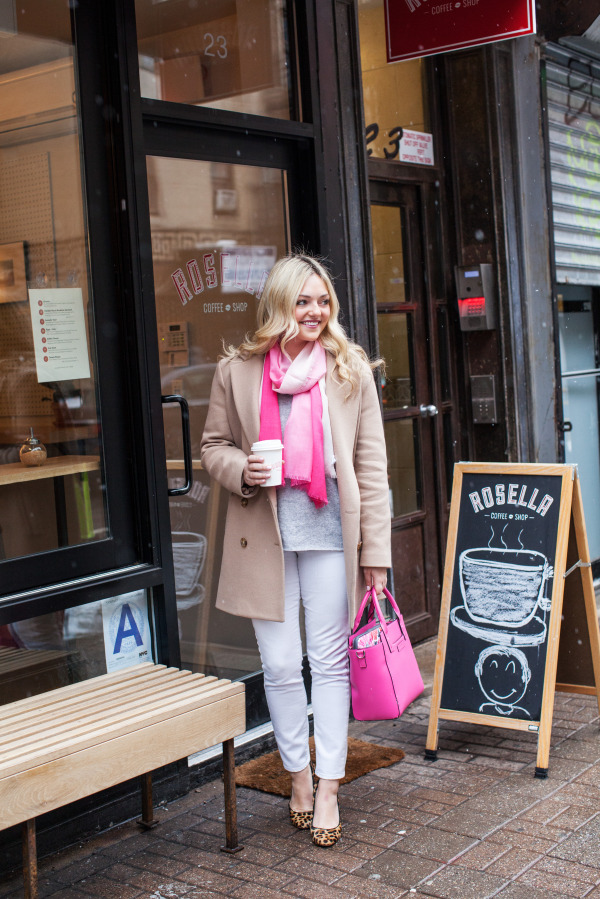 how to wear white jeans in winter blog outfit