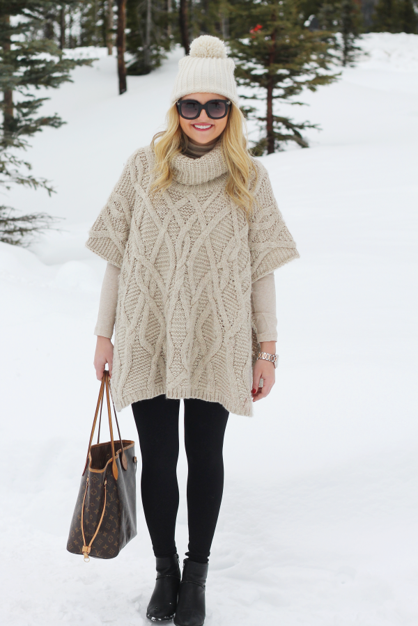 what to wear with a sweater poncho