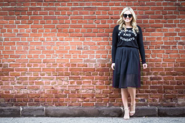 saturdays and sundays sweatshirt, eyelet skirt