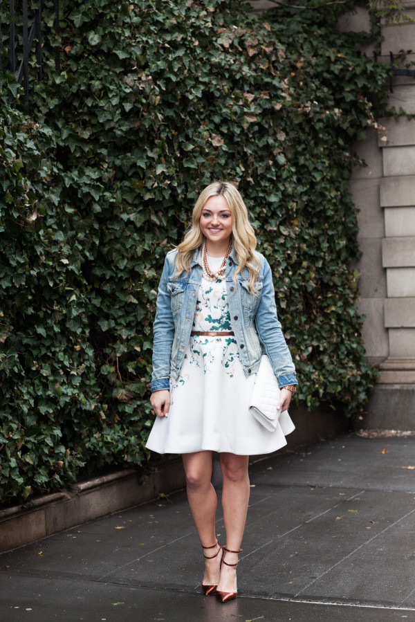 floral dress with jean jacket