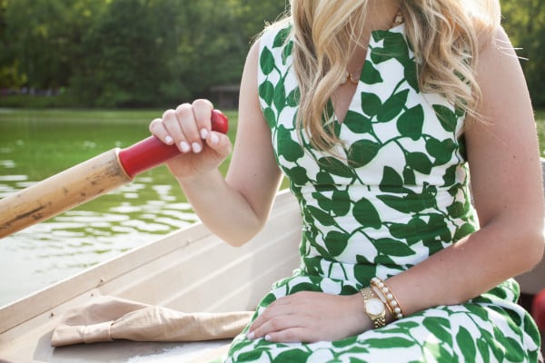 kate spade leaf dress, central park row boats
