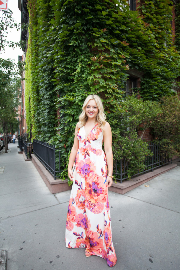 v-neck maxi dress with criss cross back