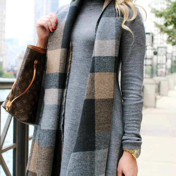 black grey camel charcoal plaid