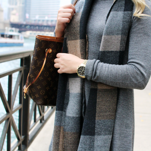 neutral plaid black grey camel
