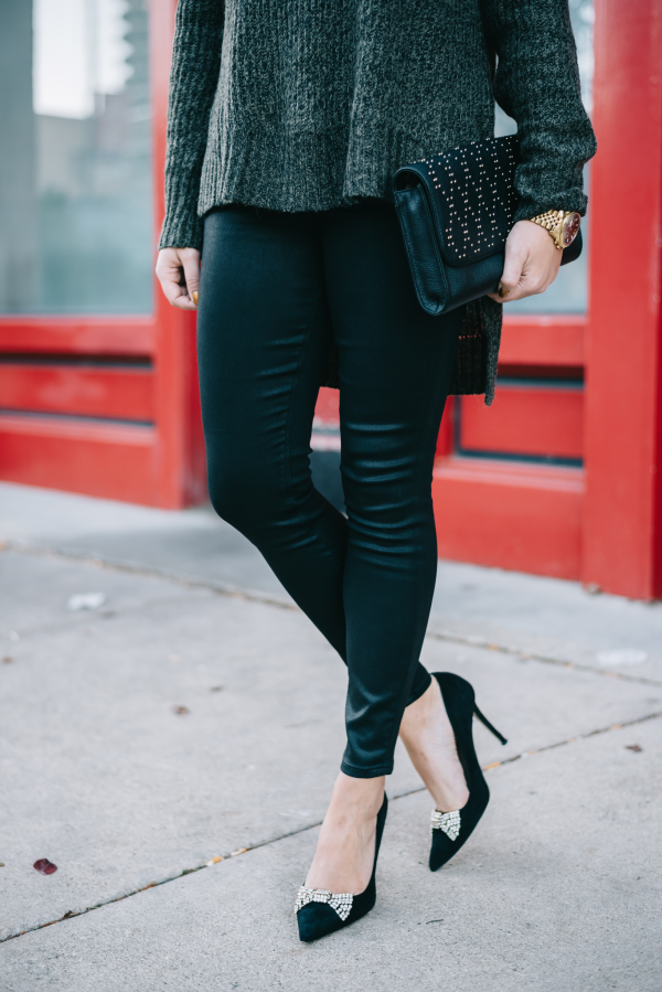 express coated leggings, kate spade bow pumps