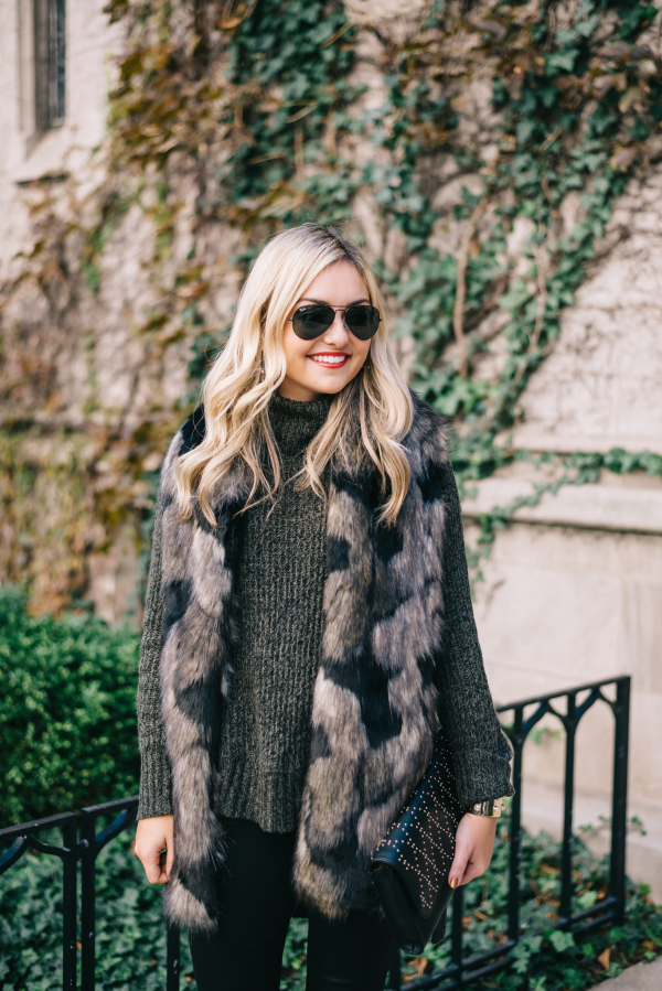 patchwork faux fur stole