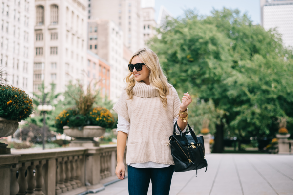 short-sleeve-cowl-neck-sweater-outfit