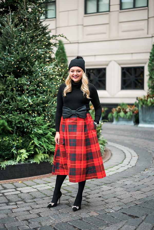 plaid skirt holiday outfit
