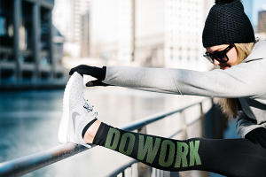 Bows & Sequins wearing Black Do Work Exercise Leggings in Chicago
