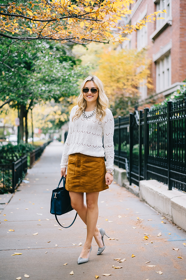 suede skirt outfit