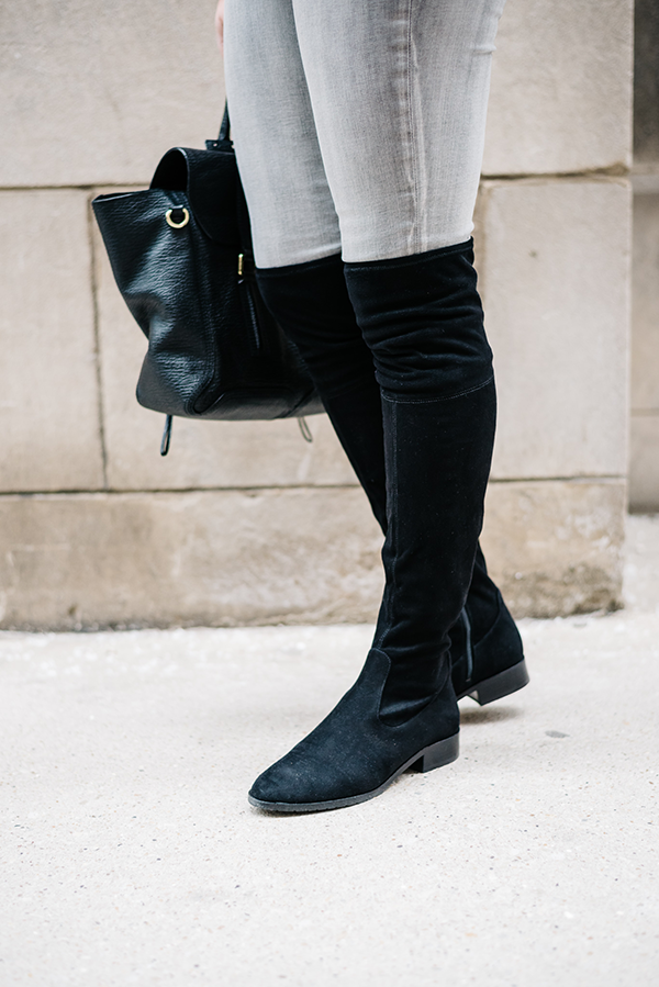 black suede over the knee boots