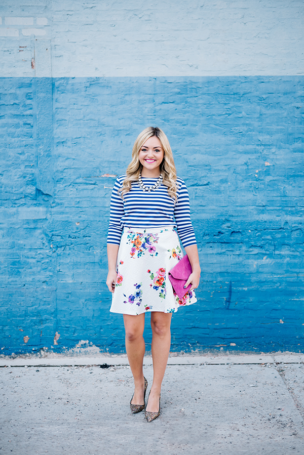how to mix prints floral stripes