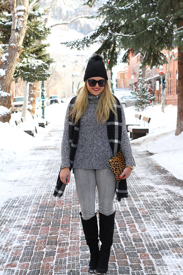 monochromatic grey and black outfit