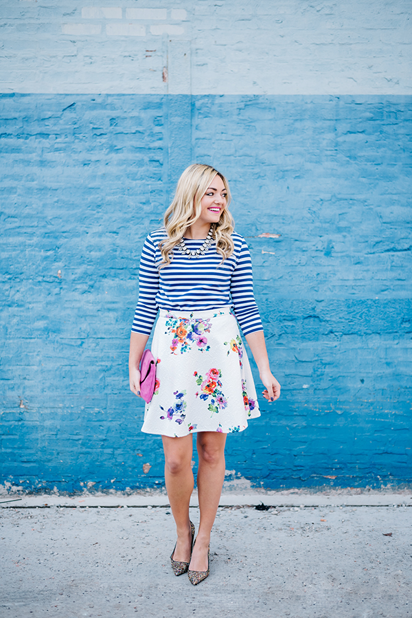 print mixing floral stripes