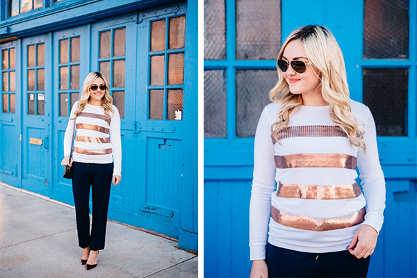 sequin stripe shirt