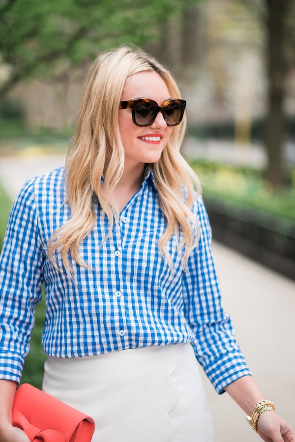 blue gingham shirt
