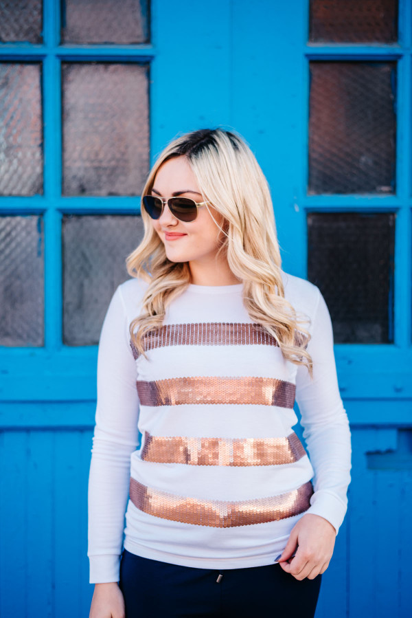 sequin stripe sweater