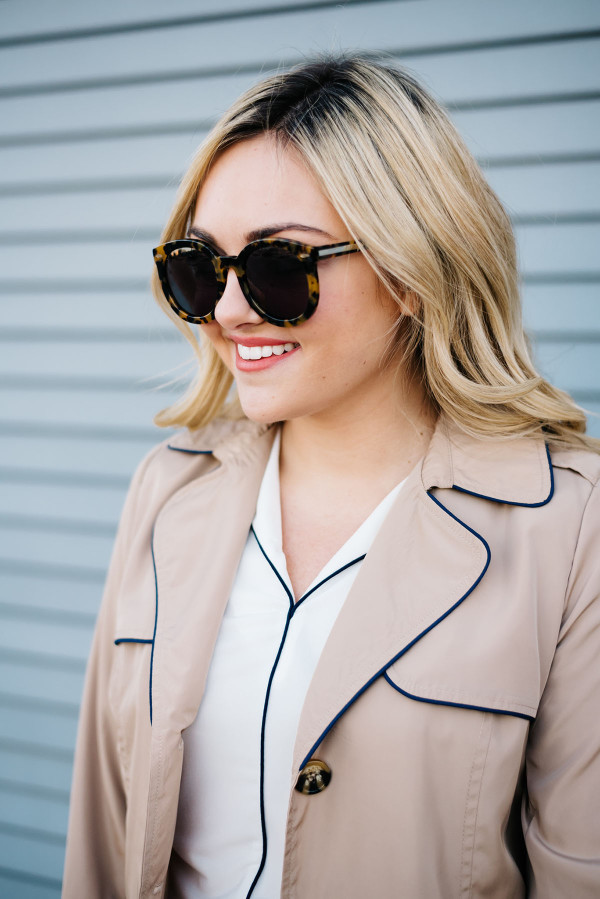 trench coat navy piping