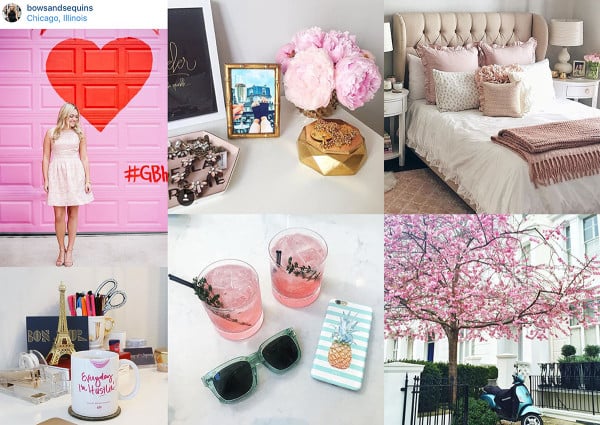 bows & sequins moodboard pink