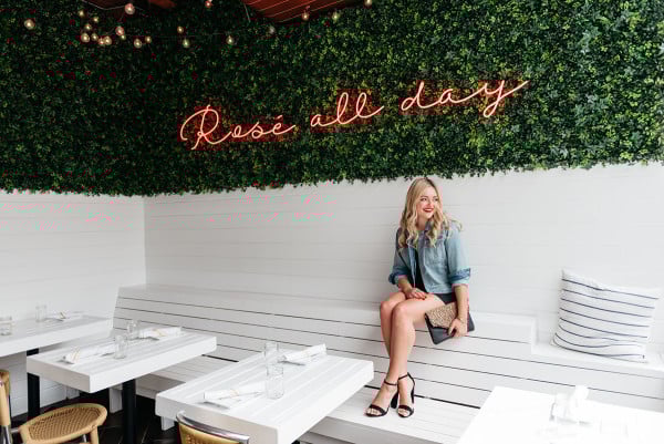 rosé all day pink neon sign restaurant