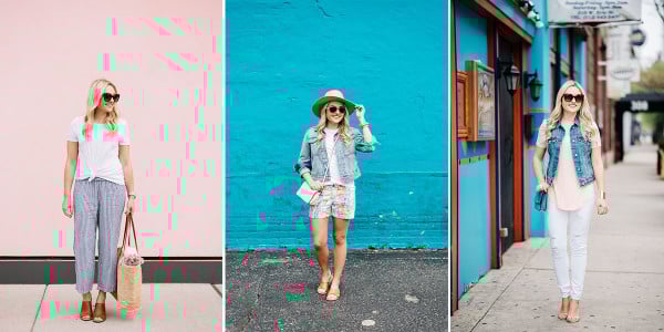 three ways to wear a tee shirt spring summer outfits