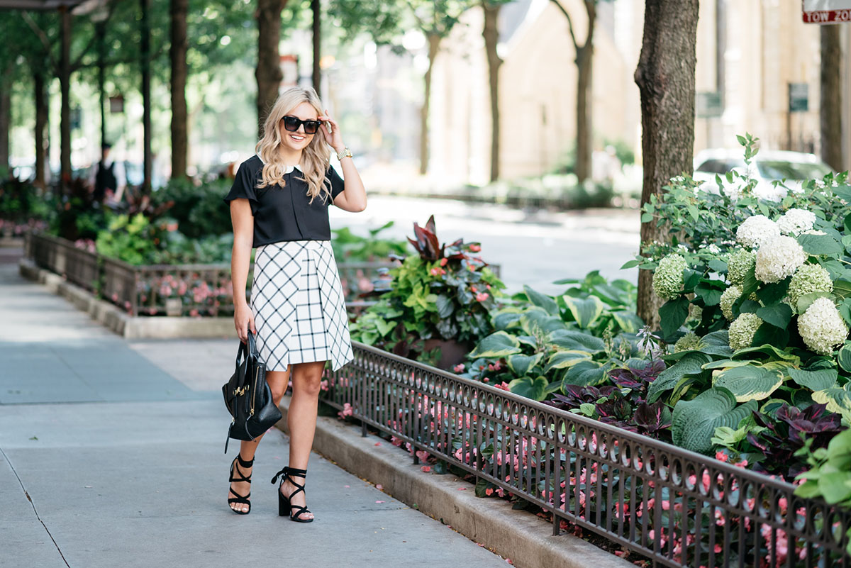 Bows & Sequins styling pieces from the Nordstrom Anniversary Sale! Both the blouse and the windowpane skirt are under $50!
