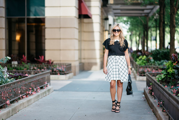 Bows & Sequins styling pieces from the Nordstrom Anniversary Sale! Both the blouse and the windowpane skirt are under $50!