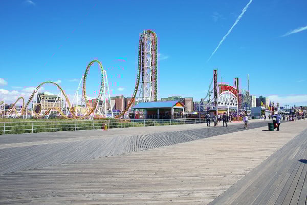 Coney Island Amusement Park Rides on the beach in Brooklyn NYC