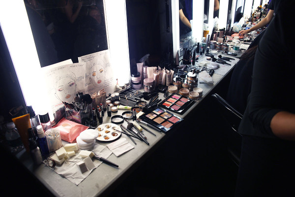 The backstage scene at the spring/summer Tracy Reese presentation during New York Fashion Week with Mary Kay