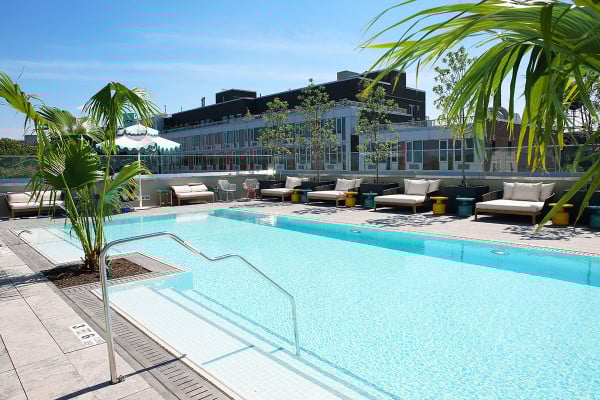 The gorgeous pool at the new William Vale Hotel in Williamsburg, Brooklyn in NYC.