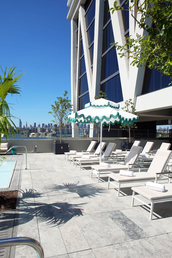 The gorgeous pool at the new William Vale Hotel in Williamsburg, Brooklyn in NYC.
