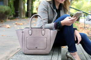 Bows & Sequins styling the Ivanka Trump Tribeca Embossed Leather Tote.