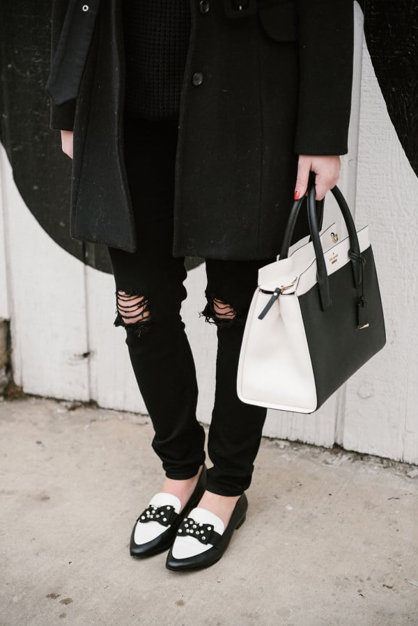 black-and-white-kate-spade-shoes-handbag