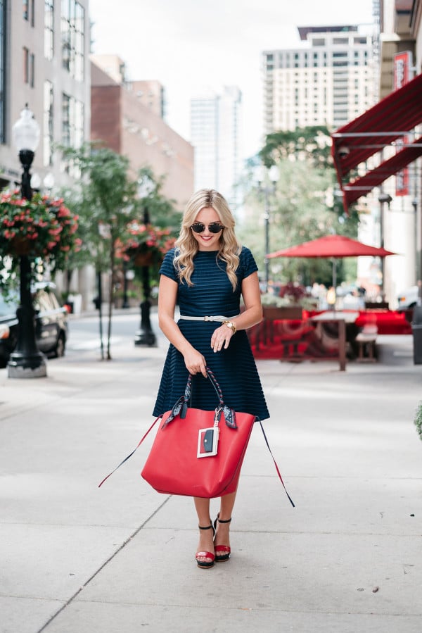 women's red white and blue outfit chicago