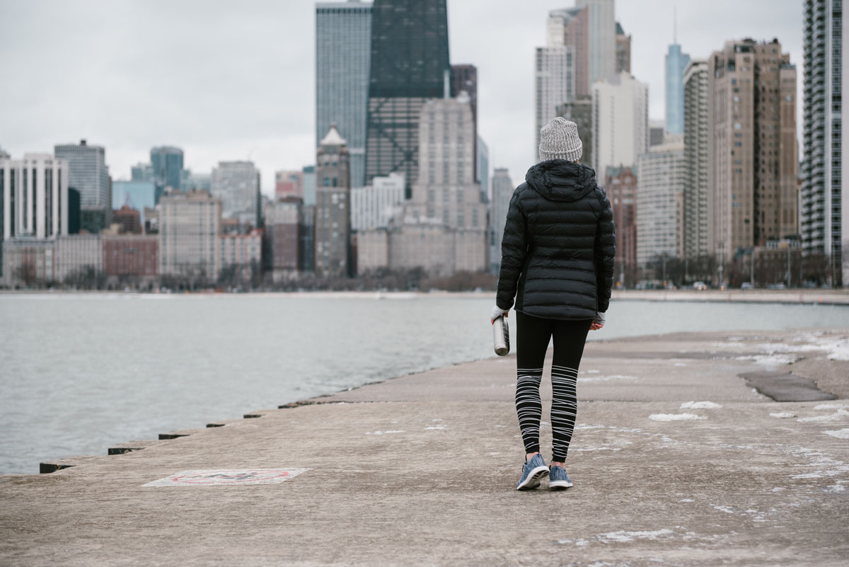 Bows & Sequins in front of the Chicago skyline along Lake Michigan.