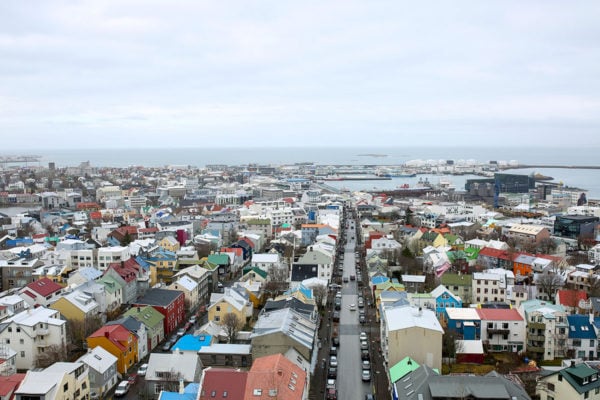 Bows & Sequins Iceland Travel Guide: Colorful View of Reykjavik from Hallgrimskirkja Church Tower