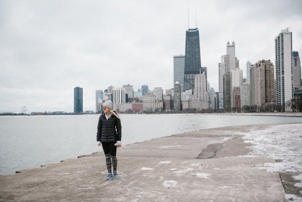Bows & Sequins sharing some cold weather workout gear in Chicago.