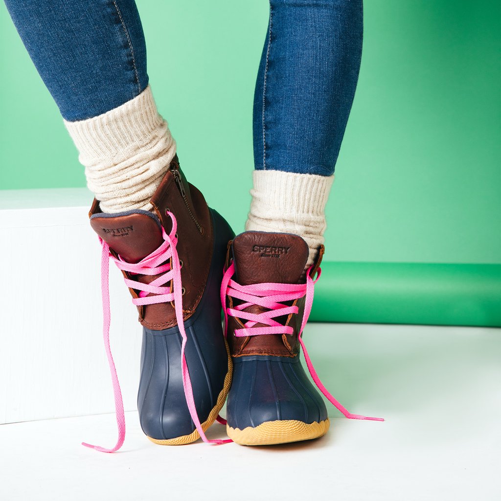 Sperry Boots with Pink Laces