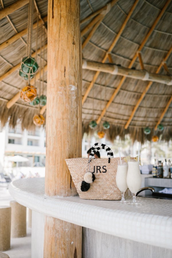 Bows & Sequins with Kayu Designs Pom-Pom tote at the Paridisus Hotel in Cabo.