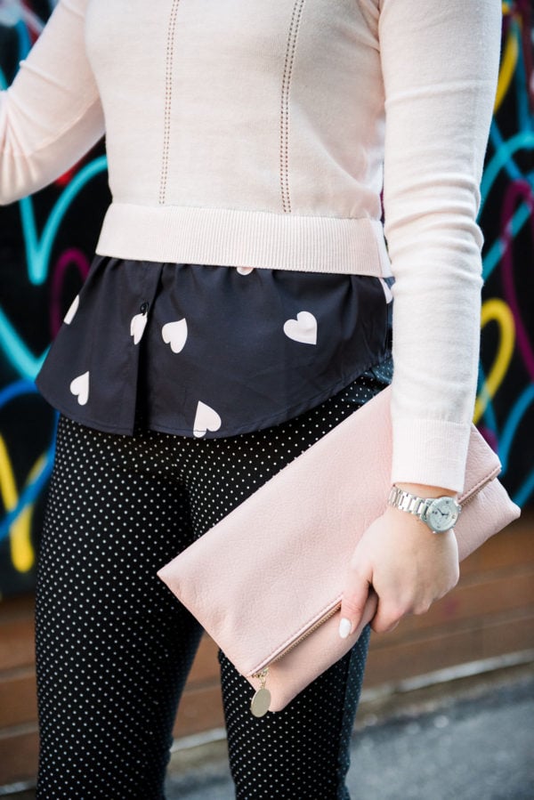 Bows & Sequins print mixing with hearts and polka dots.