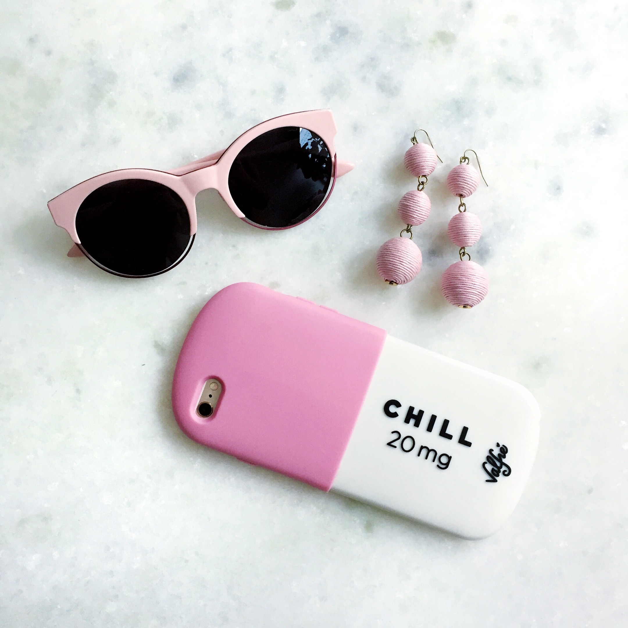 Beat the Winter Blues with Pink Sunglasses, BaubleBar Crispin Drops, and a Chill Pill Phone Case
