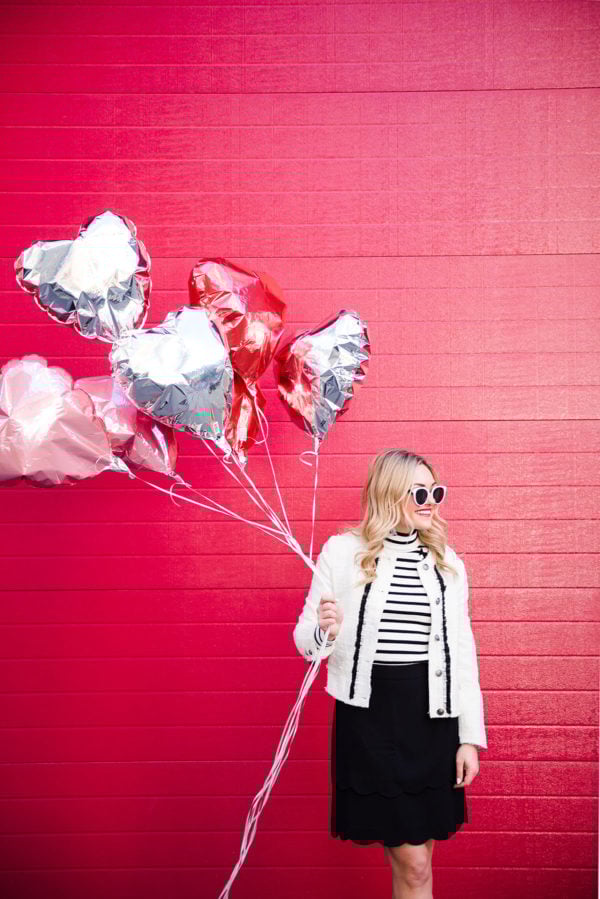 Bows & Sequins styling a photoshoot with balloons.